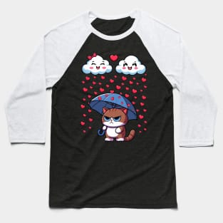 Funny Cute Single Cat Cloud Lovers Valentine's Day Heart Baseball T-Shirt